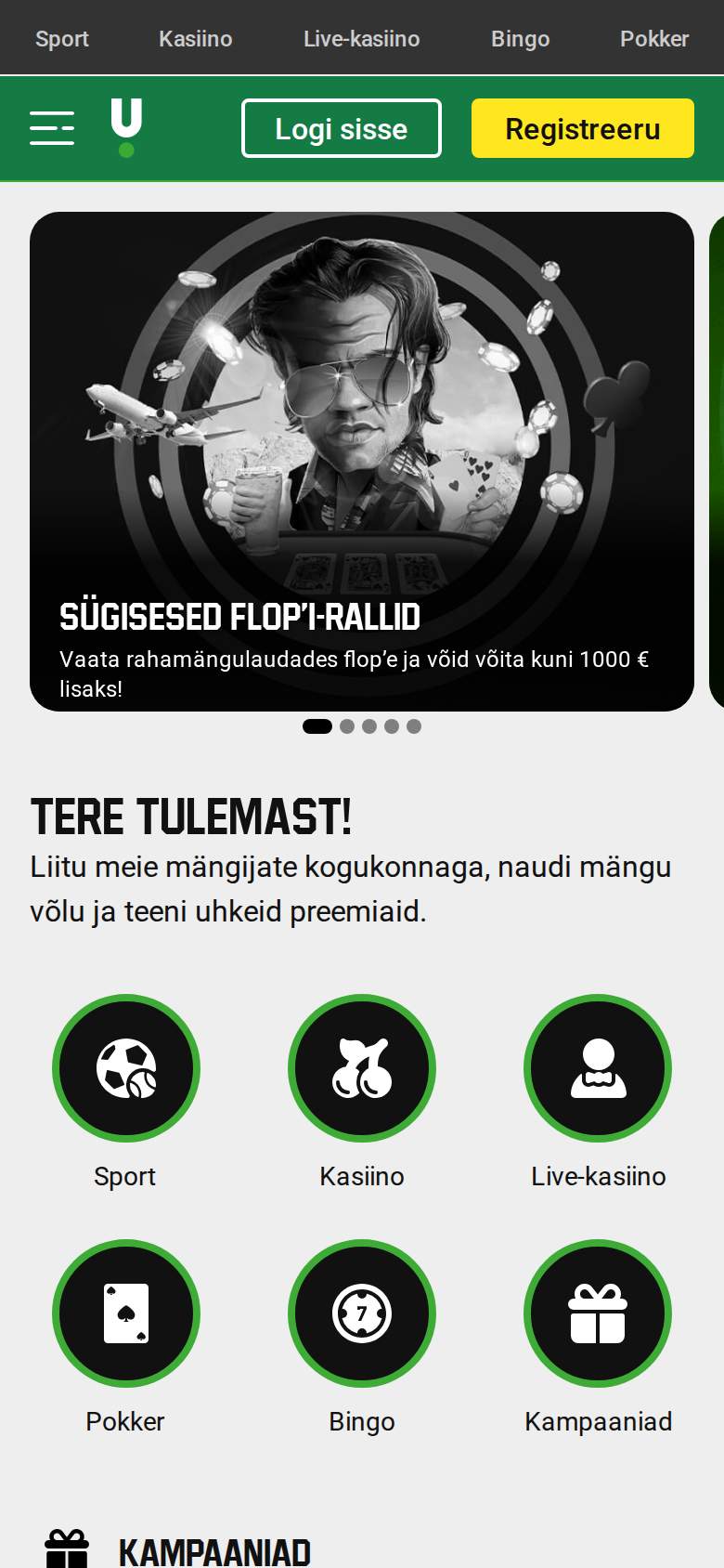 Unibet — avaleht