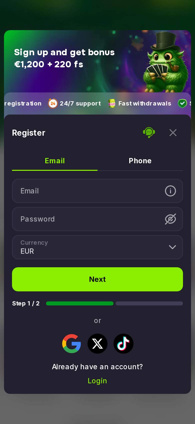 Verde — registreerimine